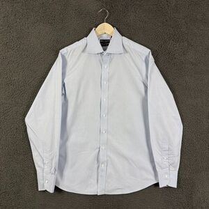 Spier & Mackay Dress Shirt Mens 16.5 35 Blue Extra Slim Fit Spread Collar